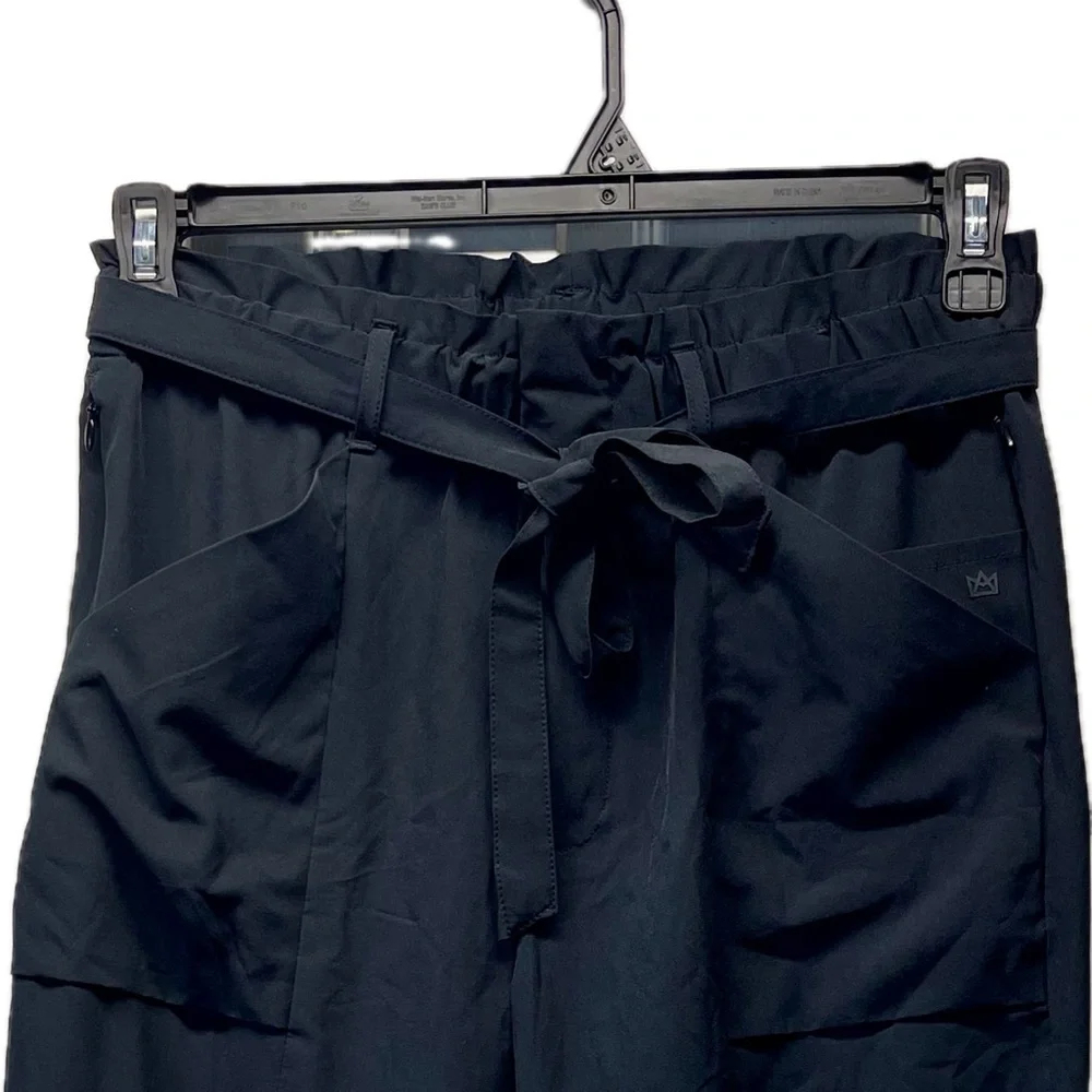 Modern Ambition Women’s Tie-Front Pant High Rise Tapered Relaxed  Black Size M